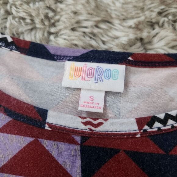 Lularoe Julia Stretchy Bodycon Midi Dress Purple and Red Geometric Print Small - Picture 3 of 7